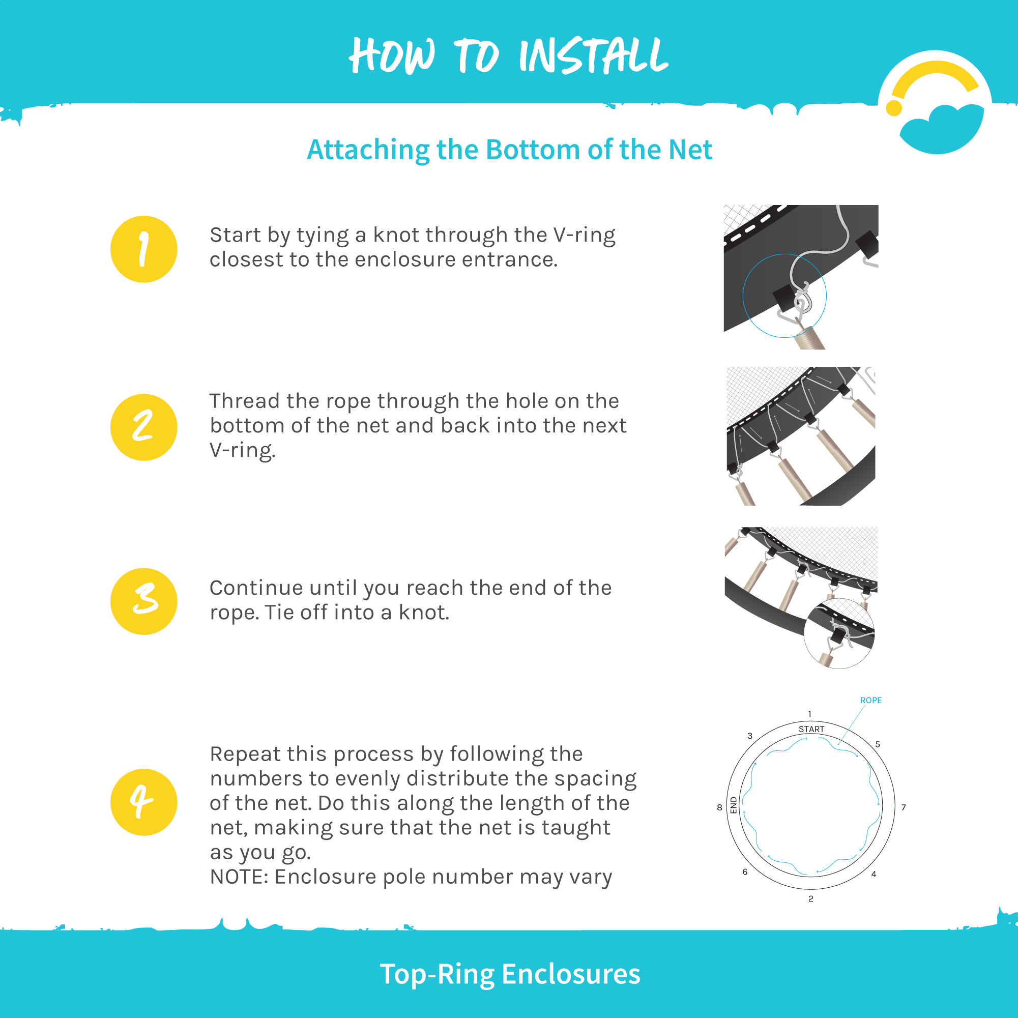 Enclosure Net for 14ft Trampolines - Fits 4 Straight-Curved Poles w/ Top Ring - Image 5