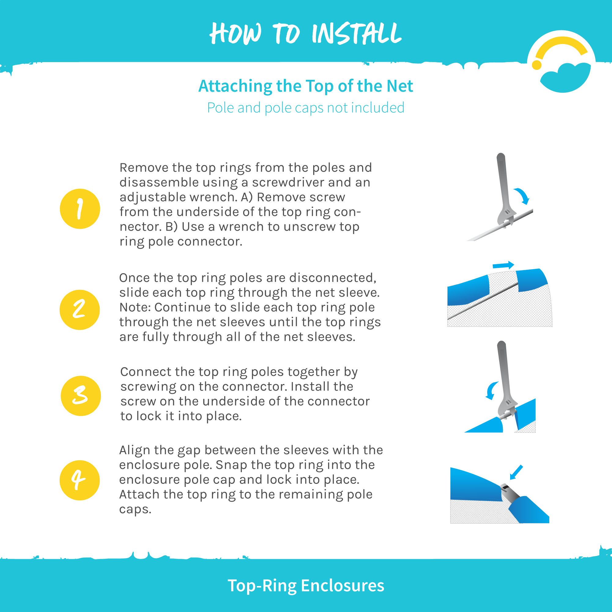 Enclosure Net for 15ft Trampolines - Fits 6 Straight-Curved Poles w/ Top Ring - Image 4