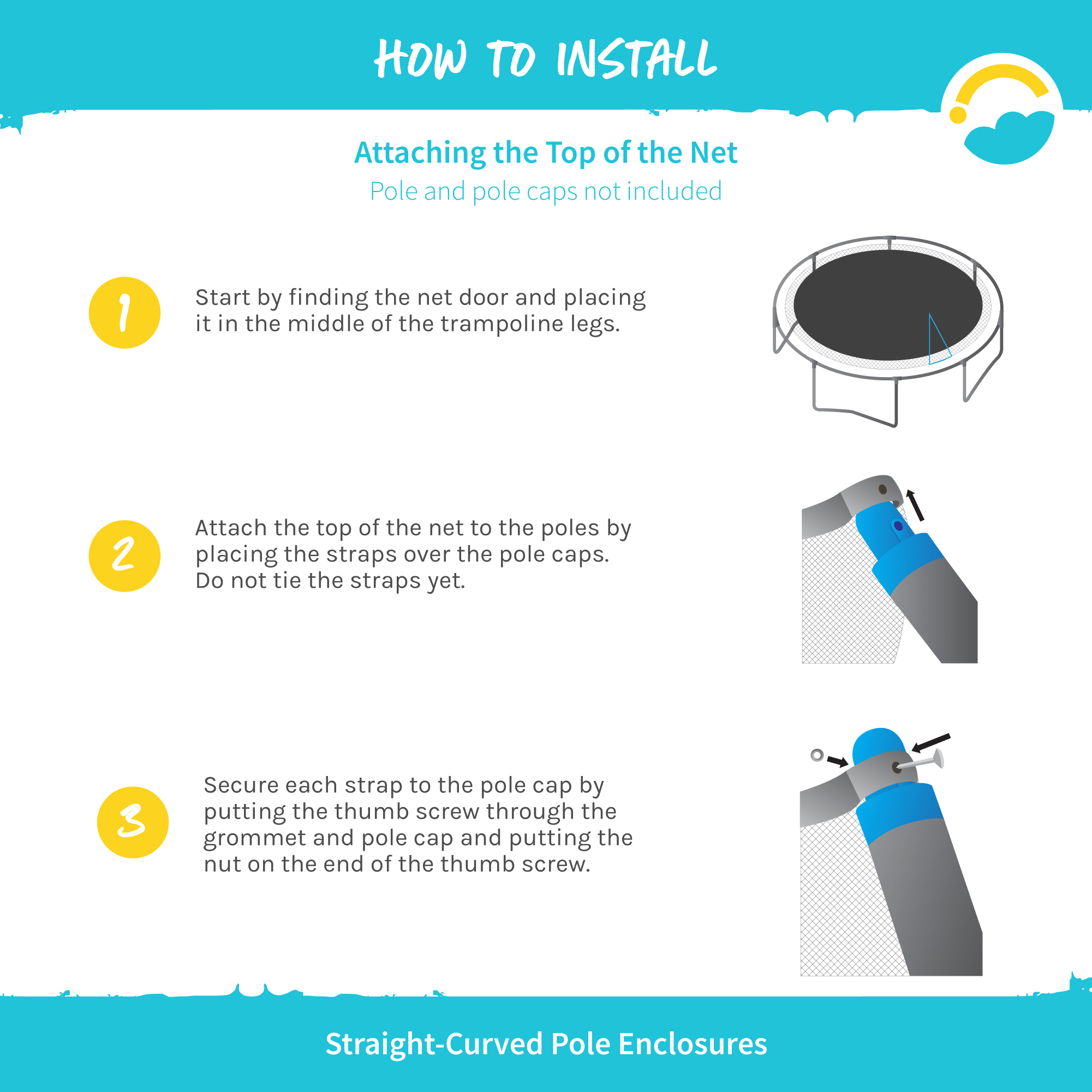 Enclosure Net for 15ft Trampolines - Fits 6 Straight-Curved Poles - Image 4