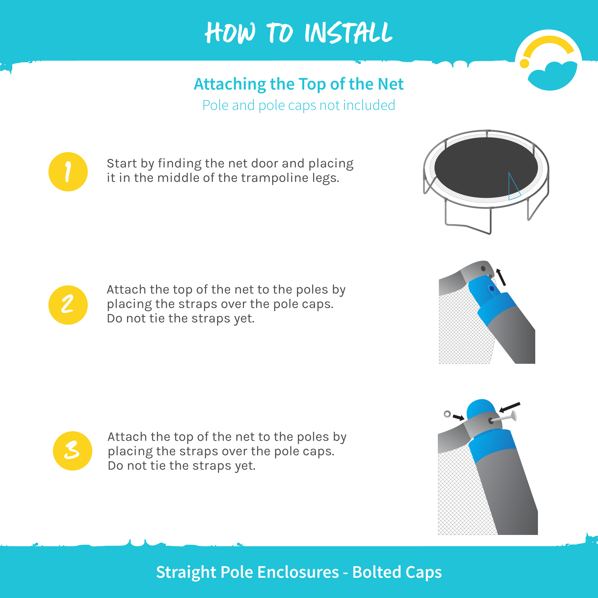 Enclosure Net for 12ft Trampolines - Fits 6 Straight Poles (Using Bolted Pole Caps) - Image 4